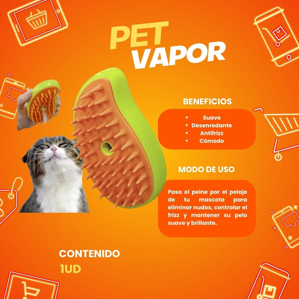 CEPILLO A VAPOR RECARGABLE ASEO DE MASCOTAS GATO Y PERRO