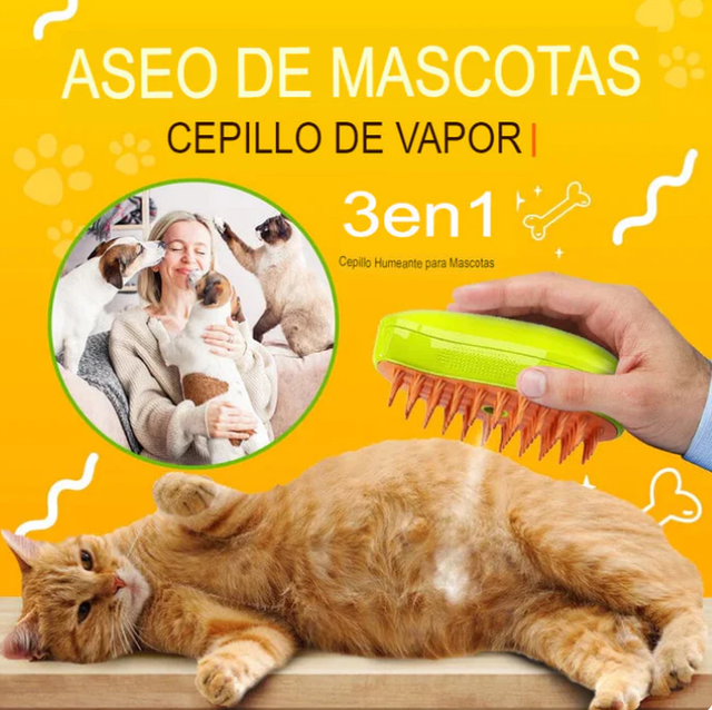CEPILLO A VAPOR RECARGABLE ASEO DE MASCOTAS GATO Y PERRO