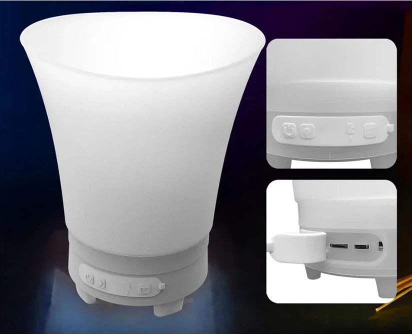 BALDE CHELERO CON PARLANTE Y LUCES LED